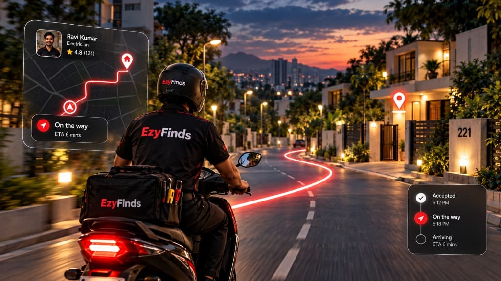 Professional travelling on scooter along the road